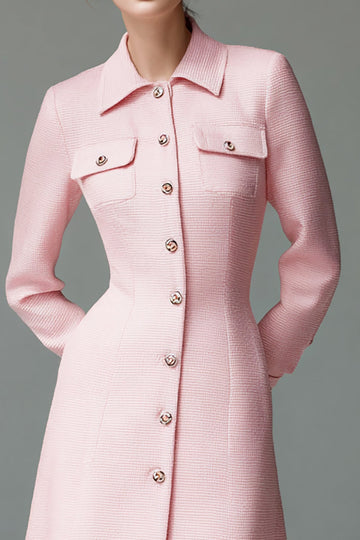 Robe blazer courte rose à col corvéolé